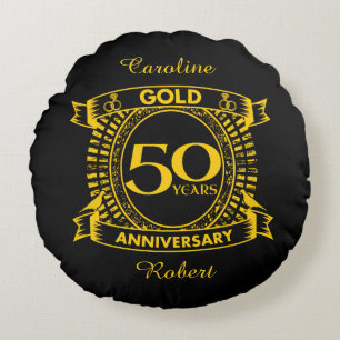 Coussins Ronds 50e anniversaire du Mariage d'or