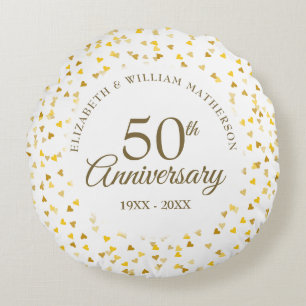 Coussins Ronds 50e Anniversaire Golden Hearts