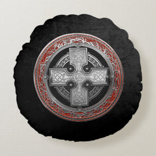 Coussins Ronds [600] Ancienne Croix de noeud d'argent sacré celti