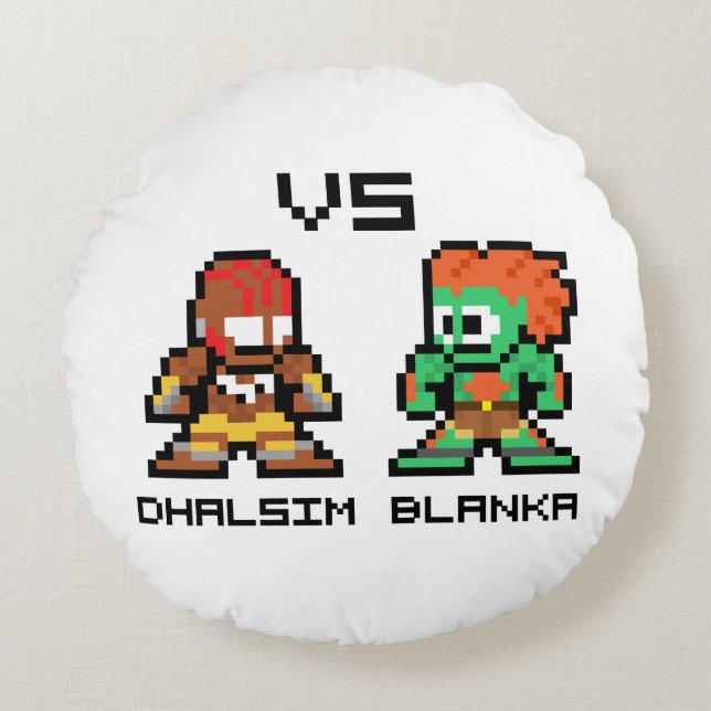 Coussins Ronds 8bit Dhalsim CONTRE Blanka (Devant)