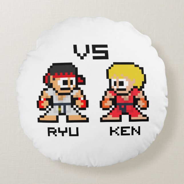 Coussins Ronds 8bit Ryu CONTRE Ken (Devant)