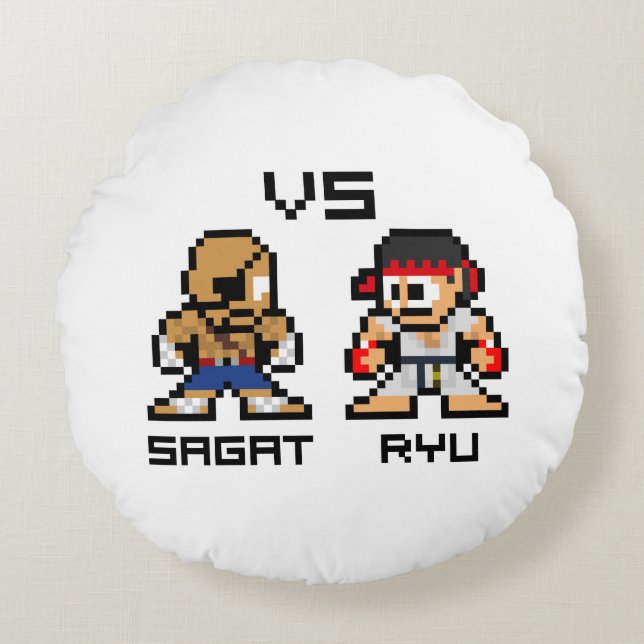 Coussins Ronds 8bit Sagat CONTRE Ryu (Devant)