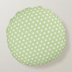 Coussins ronds à points polka vert et blanc