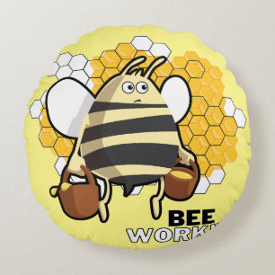 Coussins Ronds abeille travaillant