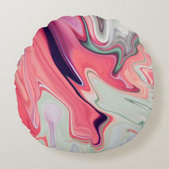 Coussins Ronds Abstract elegant fluide marble liquide (Devant)