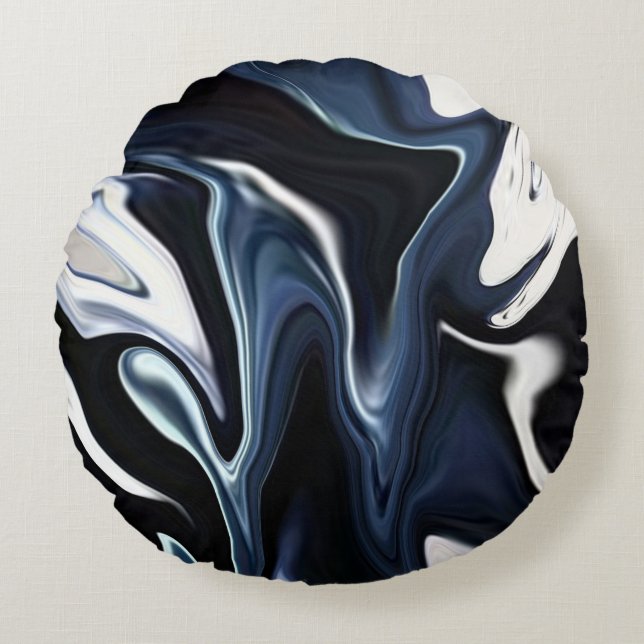Coussins Ronds Abstract elegant fluide marble liquide (Devant)