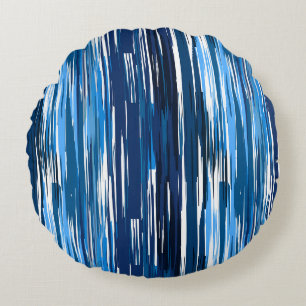 Coussins Ronds Abstrait bleu et blanc