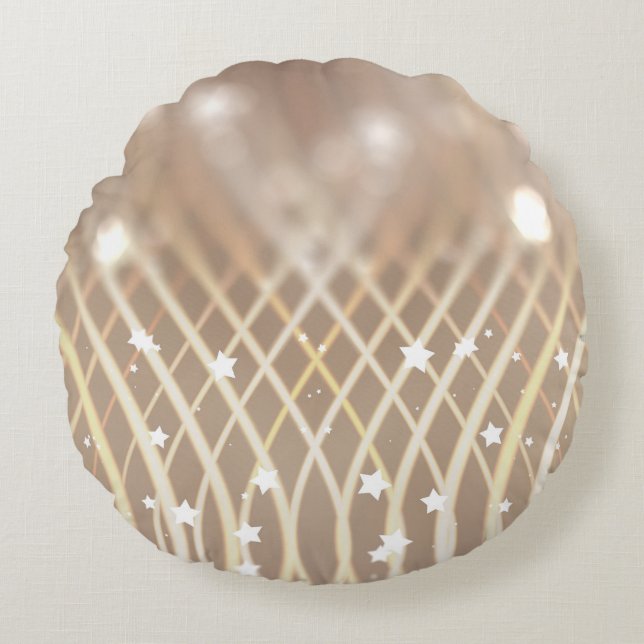 Coussins Ronds Abstrait Brown, Waves Stars Arrière - plan. (Devant)