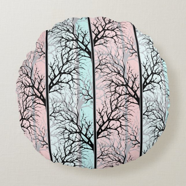 Coussins Ronds Abstraits, arbres (Devant)