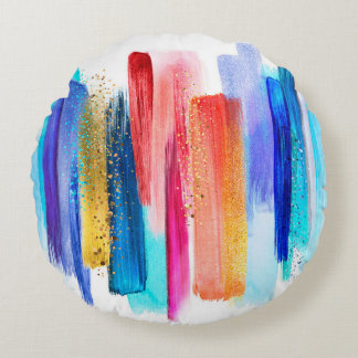 Coussins Ronds abstraits traits de brosse d'aquarelle isolés sur