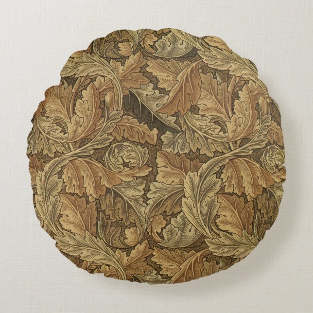 Coussins Ronds Acanthus Feuilles de William Morris, Antique Texti (Devant)