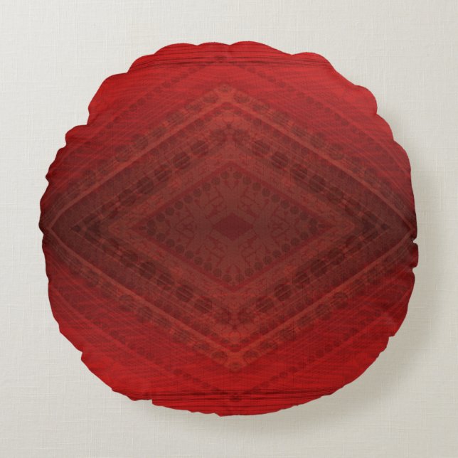 Coussins Ronds Acceptation | Motif de Boho Eclectique Rouge (Devant)