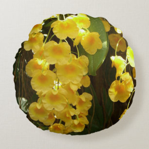 Coussins Ronds Accrocher les orchidées jaunes Fleurs tropicales