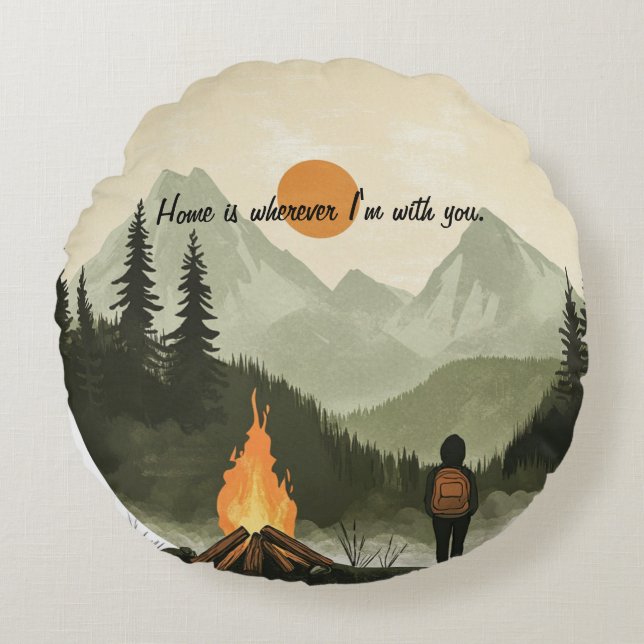 Coussins Ronds Accueil est partout où je suis avec vous - Nomad c (Devant)