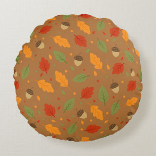 Coussins Ronds Acornes d'automne et Feuilles