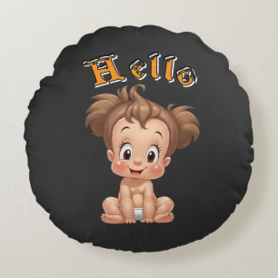 Coussins Ronds Adorable Cartoon Baby Sitting Cheerfully with Cute