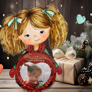 Coussins Ronds Adorable Grand-mère de Noël Rouge Photo
