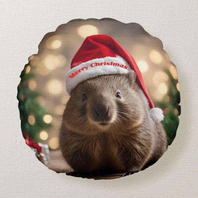 Coussins Ronds adorable Noël Wombat, (Devant)