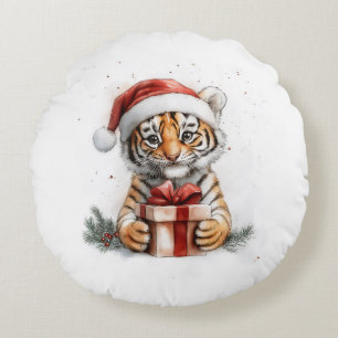 Coussins Ronds adorable série de Noël animal Baby Tiger