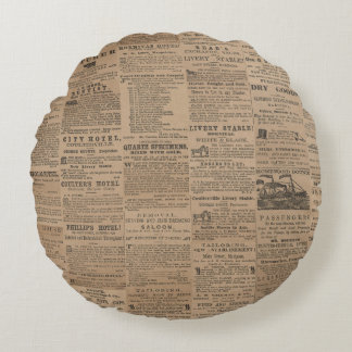 Coussins Ronds Ads of the Past, NY 1856 Round Pillow