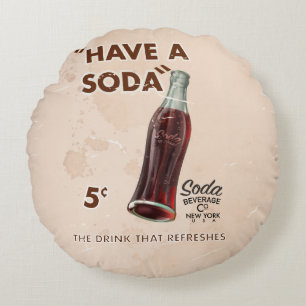 Coussins Ronds Affiche de soda vintage