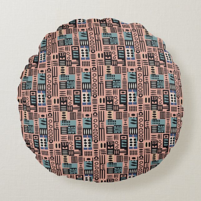 Coussins Ronds Afrique motif en tissu boueux Art moderne abstrait (Devant)