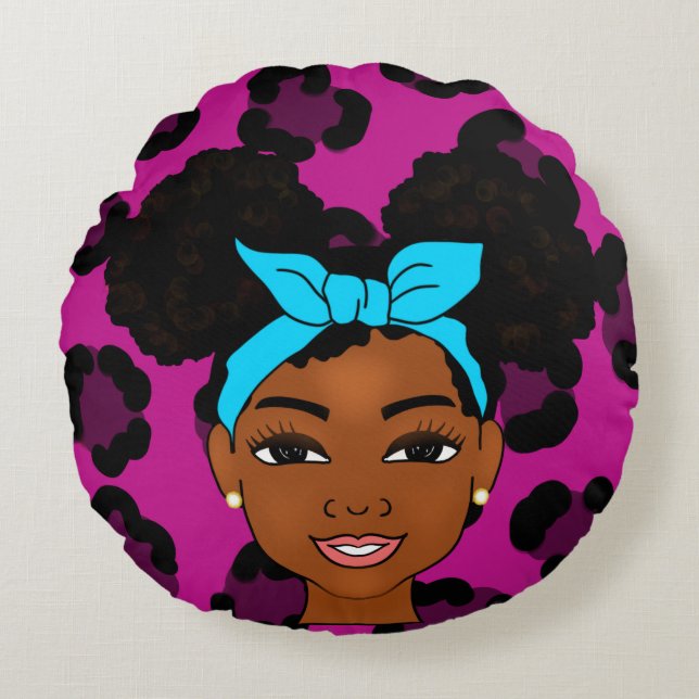 Coussins Ronds 'Afro black girl puffs (Devant)