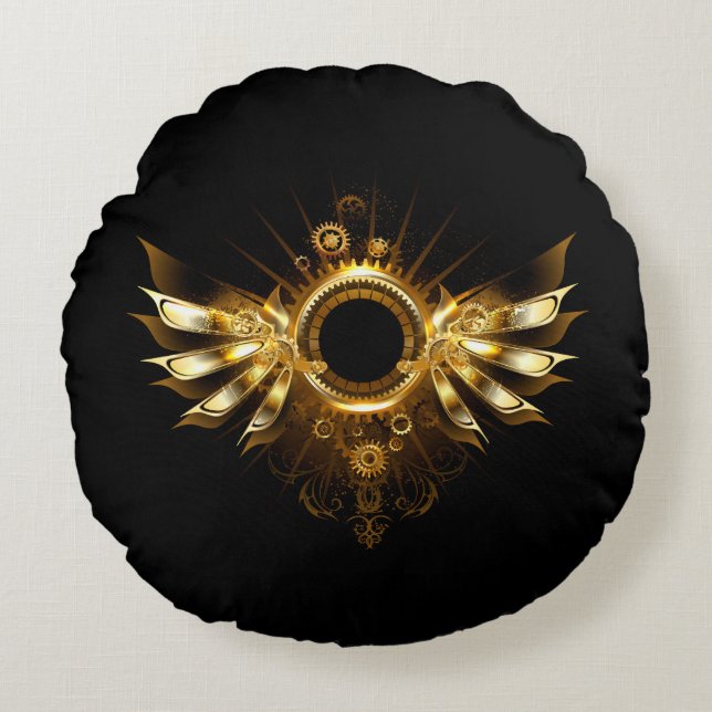 Coussins Ronds Ailes de Steampunk (Devant)