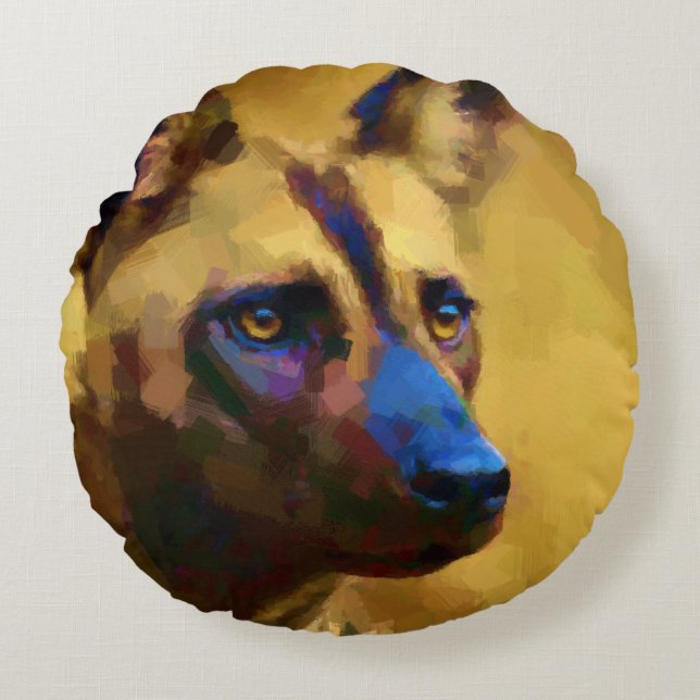 Coussins Ronds Aimer le chien sauvage africain (Devant)