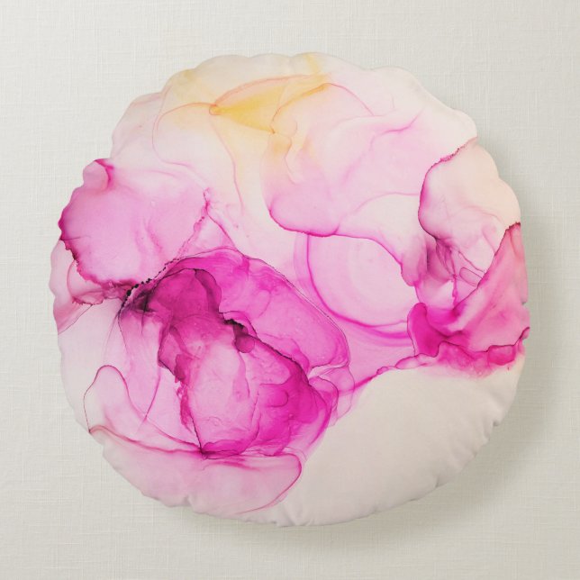 Coussins Ronds Alcool encre texture marine. L'art contemporain. (Devant)