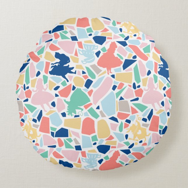 Coussins Ronds Alice au pays des merveilles| Motif de mosaïque (Devant)