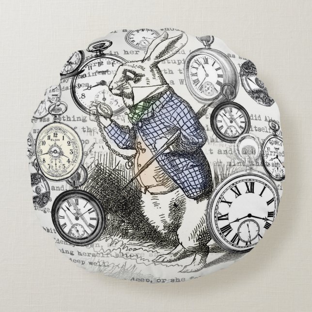 Coussins Ronds Alice de lapin blanc au pays des merveilles (Devant)