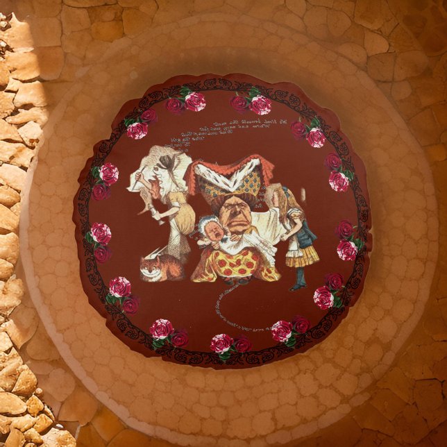 Coussins Ronds Alice Duchess Cheshire Chat Burgundy Pouf (Créateur téléchargé)