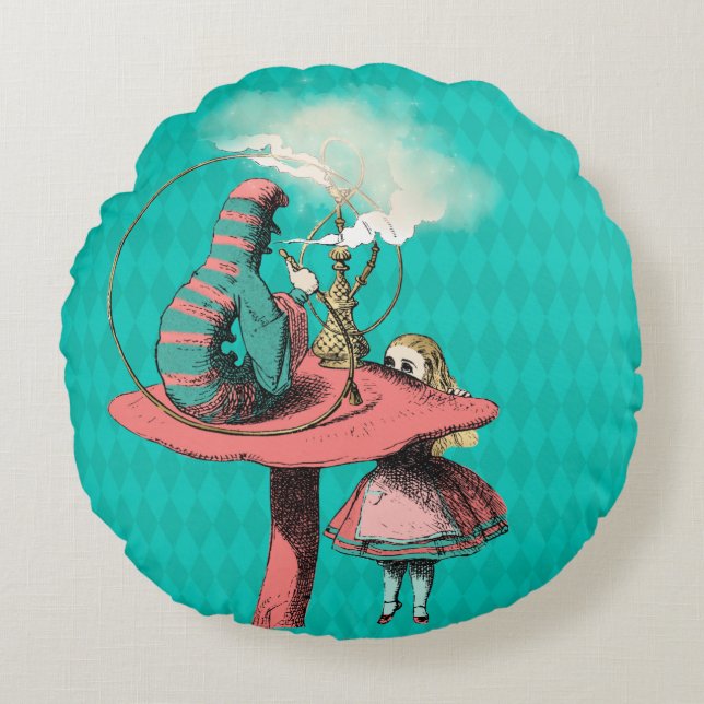 Coussins Ronds Alice et la Caterpillar (Devant)