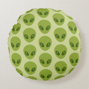 Coussins Ronds Alien vert mignon en tête de Motif