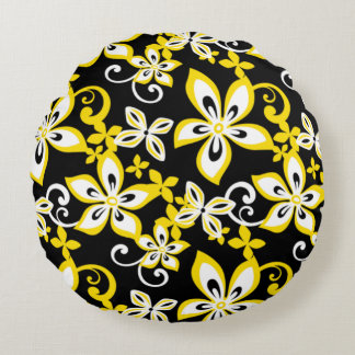 COUSSINS RONDS ALOHA HAWAI'I (NOIR/JAUNE)
