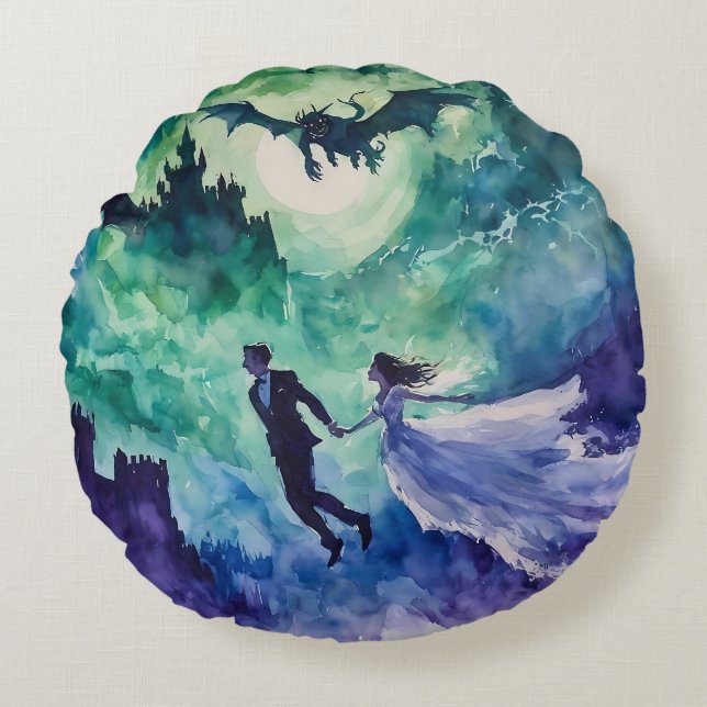 Coussins Ronds Amateurs de vol - Peinture aquarelle (Devant)