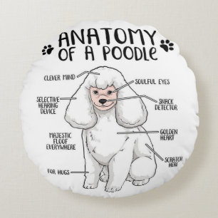 Coussins Ronds Amusant Anatomie Poodle Chien standard Poodle Amou