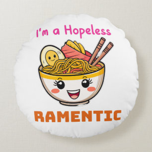 Coussins Ronds Amusant Cute Kawaii Ramen nouilles japonaises Love