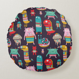 Coussins Ronds Amusant monstres sans couture motif