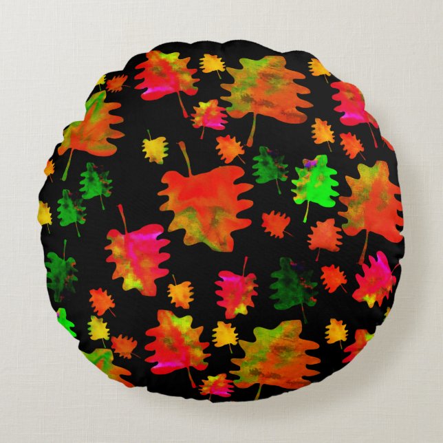 Coussins Ronds Amusant oreiller jetable feuille aquarelle (Devant)