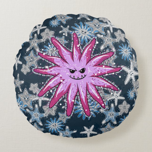 Coussins Ronds Amusante langouste de la Couronne d'épines avec un (Devant)