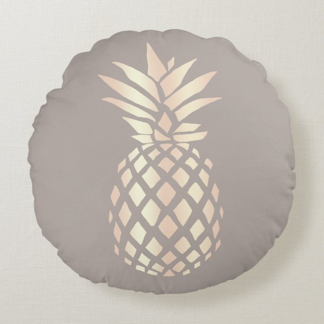 Coussins Ronds Ananas rose et gris d'or d'en cuivre assez élégant (Devant)