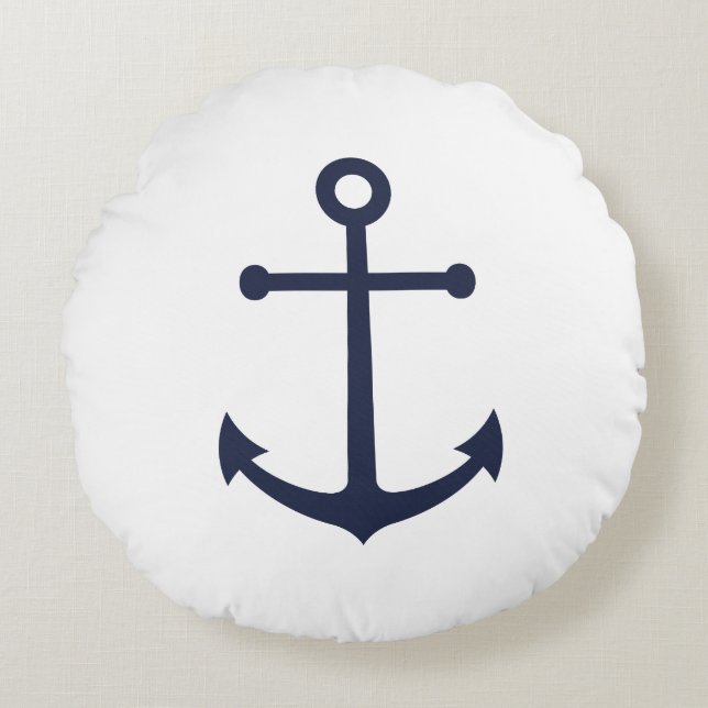Coussins Ronds Ancre bleue marine (Devant)