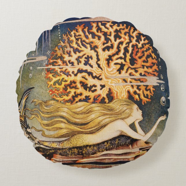 Coussins Ronds Andersen : Petit dessin de sirène (Devant)