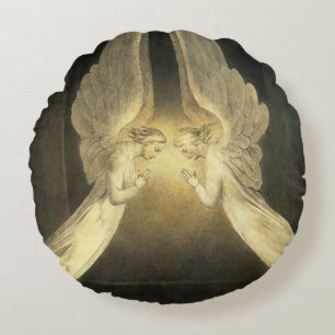 Coussins Ronds Anges vintage planant au-dessus de Jésus-Christ