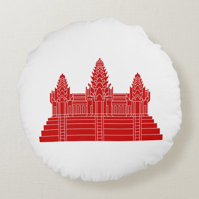 Coussins Ronds Angkor Vat Ver.2.0. Temple khmer (Dos)