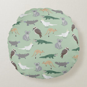 Coussins Ronds Animaux autochtones australiens Eucalyptus Motif v