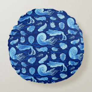Coussins Ronds Animaux marins : Trilobites, Anomalocaris...