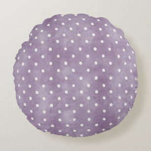 Coussins Ronds Anniversaire pois blancs lavande